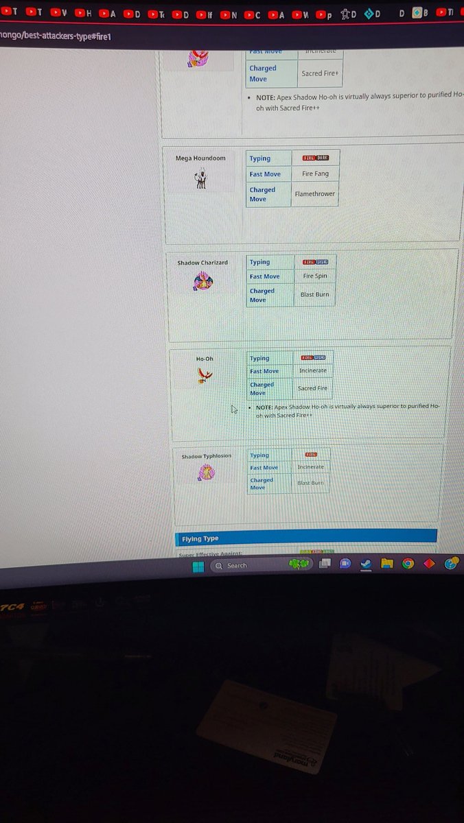 JLee412's tweet photo. @rvallejojimenez @RaspberryWeiner That's so depressing.  You did own the strongest flying attacker in the game "wing attack sky attack SHADOW Moltres, but purifying it knocked it down to 6th best.  As for fire it goes from 5th best fire attacker to not even making the list that goes up to 11 https://t.co/kF77RiKgDg