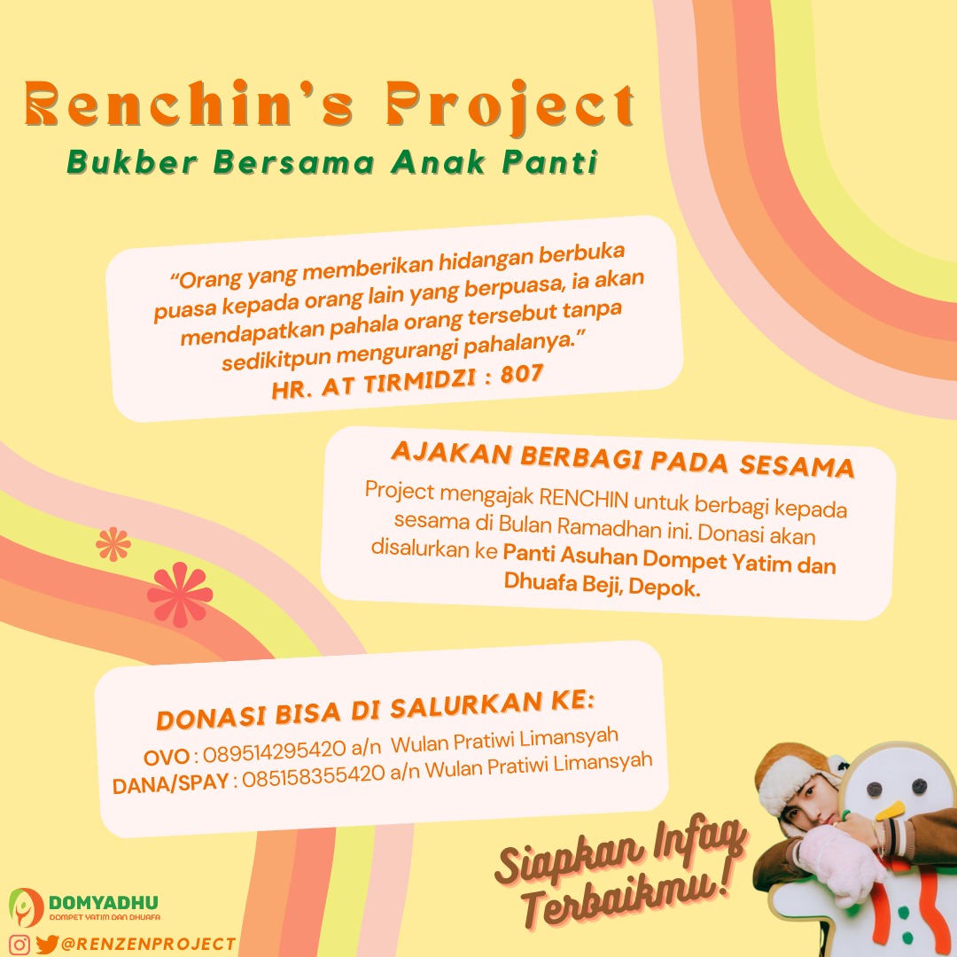 Renzenproject's tweet photo. Hello guys..
Kita masih open donasi ya sampai tanggal 25 Maret 2023, buat sijeuni yang punya rejeki lebih dan mau berbagi di bulan Ramadhan bisa langsung klik link gformnya, thank you~😊💛

https://t.co/fQuP289kAx

#RENJUN #런쥔 #NCTRENJUN
#RenjunBirthdayProject #RenZenProject https://t.co/cYa4g4zk1M