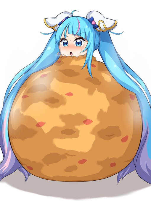 巨大なたこ焼きに埋もれて動けないキュアスカイ 