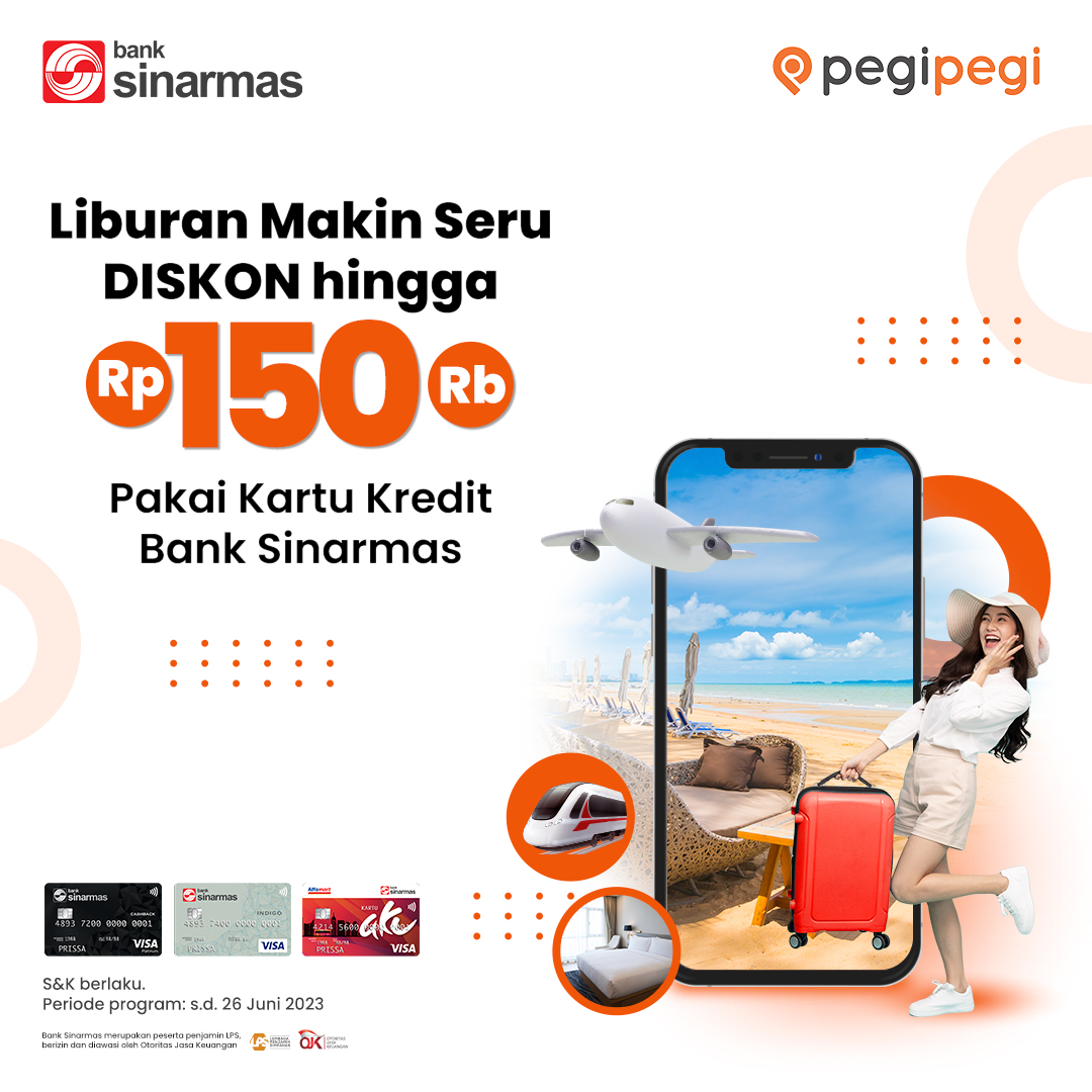 BankSinarmas's tweet photo. Yuk rencanakan liburan ke destinasi impianmu dengan nikmati promo untuk pesan hotel, tiket pesawat, dan kereta api di #Pegipegi pakai Kartu Kredit #BankSinarmas.
Download SimobiPlus sekarang dan ajukan kartu kreditnya!
Info https://t.co/f1DIUBPVnO
#Promokartukredit https://t.co/ojdm9sThFO