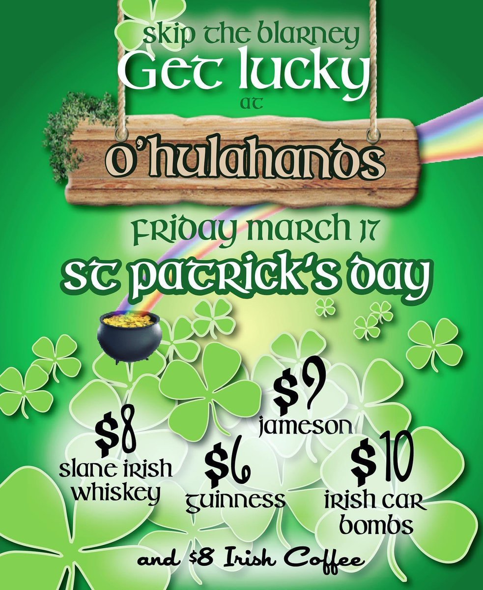 GayIslandGuide's tweet photo. In Waikiki? As you bar hop on this St. Patrick’s Day, join the fun at @HulasWaikiki for O’Hulahands with some of your favorite Irish drink special’s including @jamesonwhiskey !
#gayislandguide #hulaswaikiki #hulas #stpatricksday #gay #gayhawaii #gaywaikiki #waikiki #gaybar https://t.co/lMNqmkF9pH
