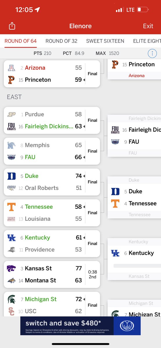 benjamon_11's tweet photo. Elora picked Fairleigh Dickinson in her legit bracket 😂 https://t.co/pm1S3Qlr8Z