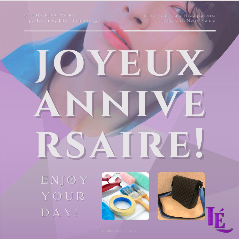 ㅤ
 
          ㅤJOYEUX ANNIVERSAIRE! ·˚ ༘

To one of the new yet extremely creative LÉtters. The friendly and responsible Creative Specialist, Mr. Fujio Nagisa (@sereneIight)! We hope to know more about you in the coming days, weeks, and months! Happiest birthday to you!

ㅤ