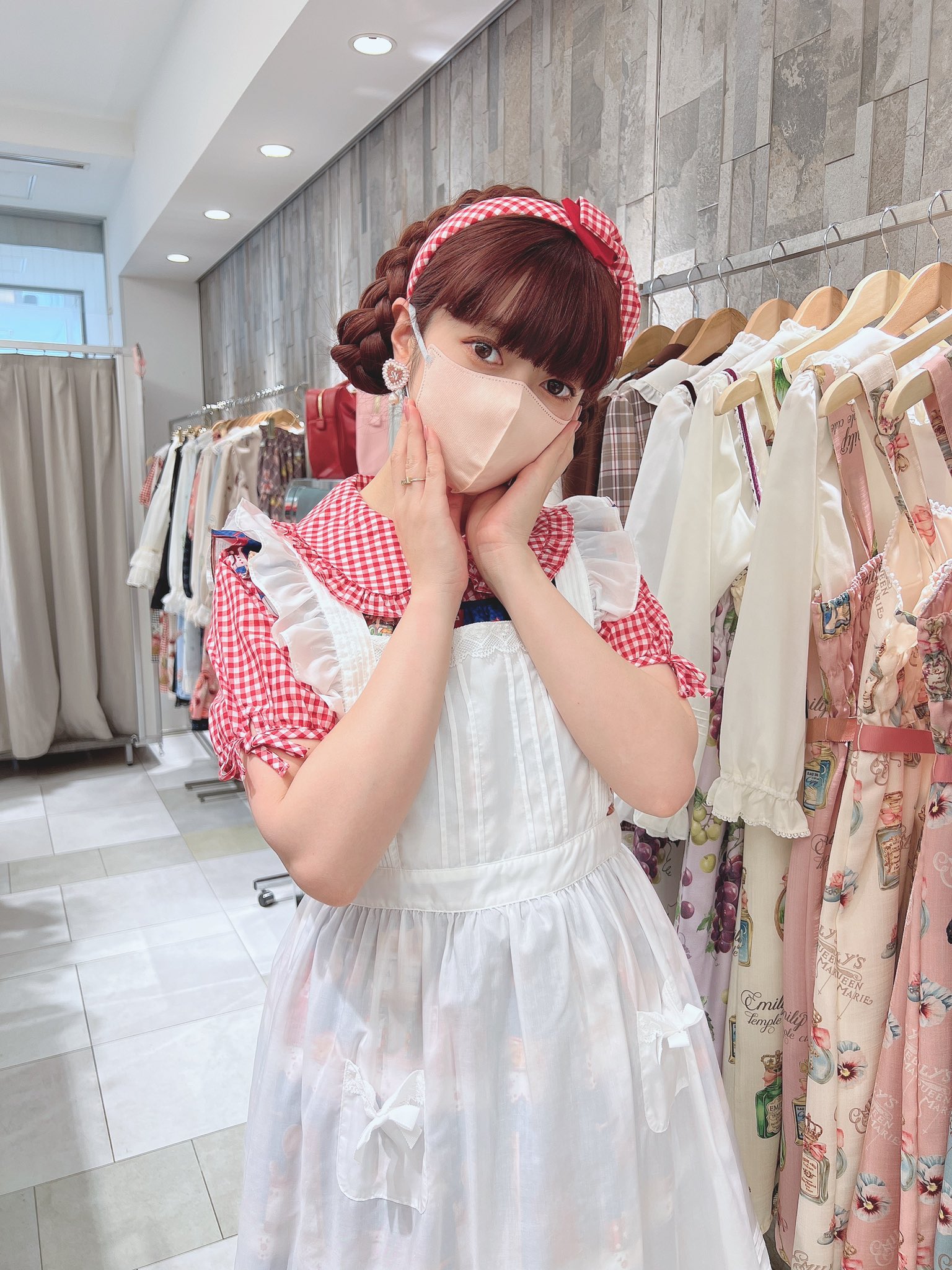 Emily Temple cute Chambreティアードワンピース Emily Temple cute Chambreティアードワンピース Chambre Tiered OP by