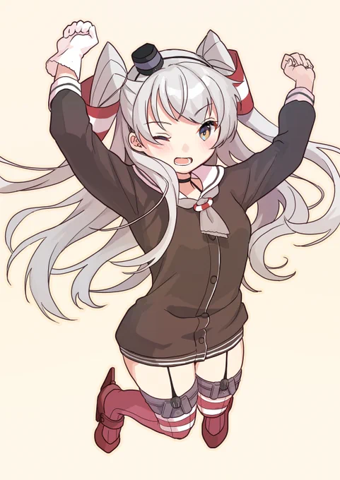 お題箱から、元気いっぱいに飛び跳ねる天津風 #艦これ 