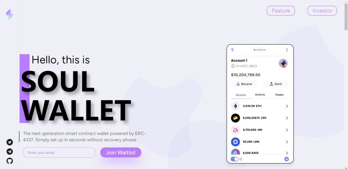Linkgo_CF's tweet photo. 🟢#Airdrop1 🟢
#DANH SÁCH CHỜ VÍ SOUL
✨ Yêu cầu tại đây: https://t.co/2a7W8VFB67
👍 Nhập Email & Tham gia Danh sách chờ
👍 Xong
❌Không hứa thưởng (chỉ đến sớm)
🤔#Soul Wallet là ví hợp đồng thông minh thế hệ tiếp theo dựa trên ERC-4337
@soulwallet_eth https://t.co/RKwi1EM3yS