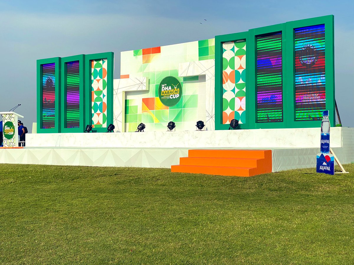 MuznaEbrahim's tweet photo. My stage for the day !!! Executing &amp; hosting the DHA golf open championship! Keep learning about the game and it’s riveting!! #golf #golfopen #maythecoursebewithyou ⛳️ #checkmateevents https://t.co/D6DJjFHGlP
