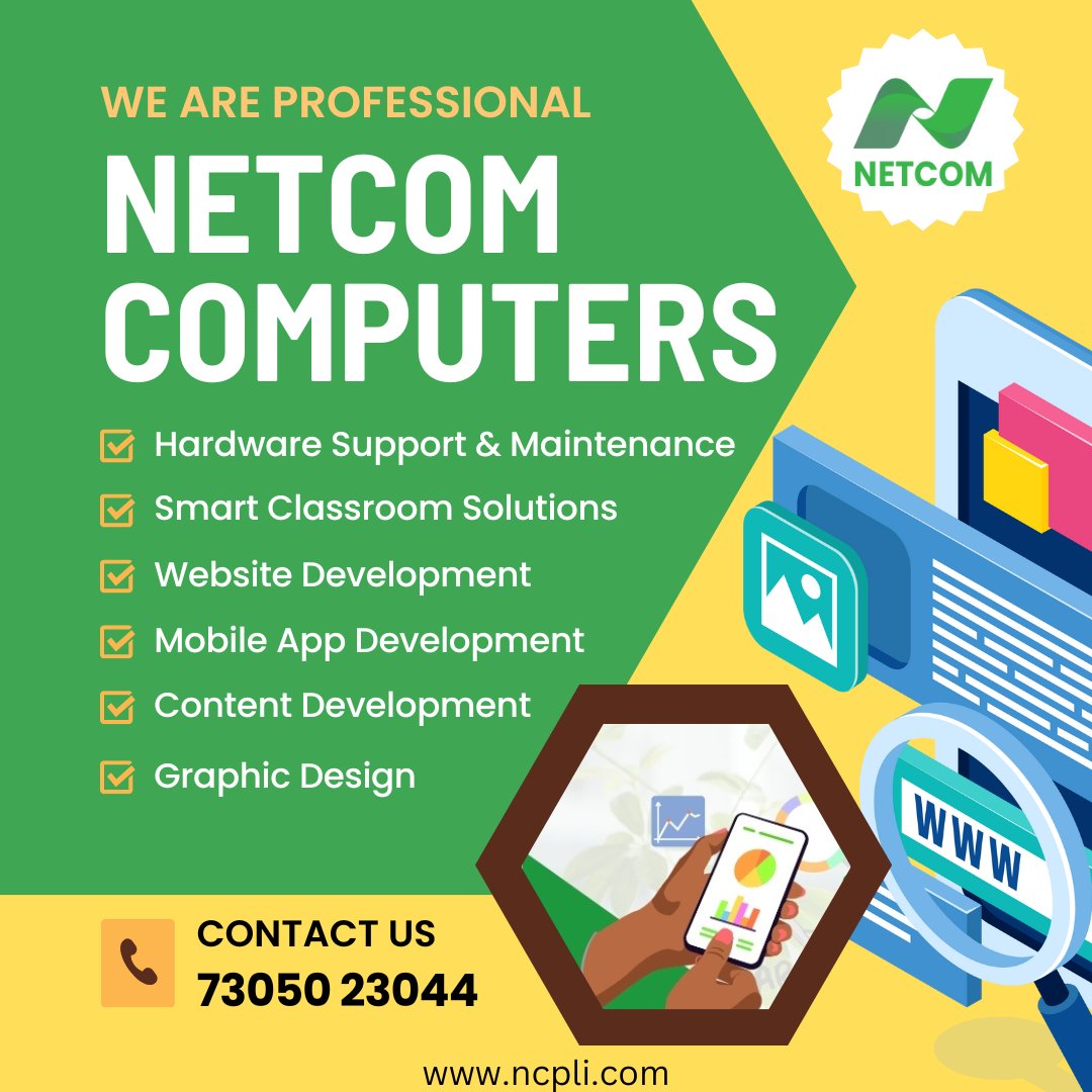 NetcomTvl's tweet photo. We are offering wide range of services including smart class solutions, website design and development, mobile application development, content development, graphic design and hardware support &amp; maintenance.

Discover our wide range of services in detail @ https://t.co/tX9bmmLL6a https://t.co/gsZOUveGCD