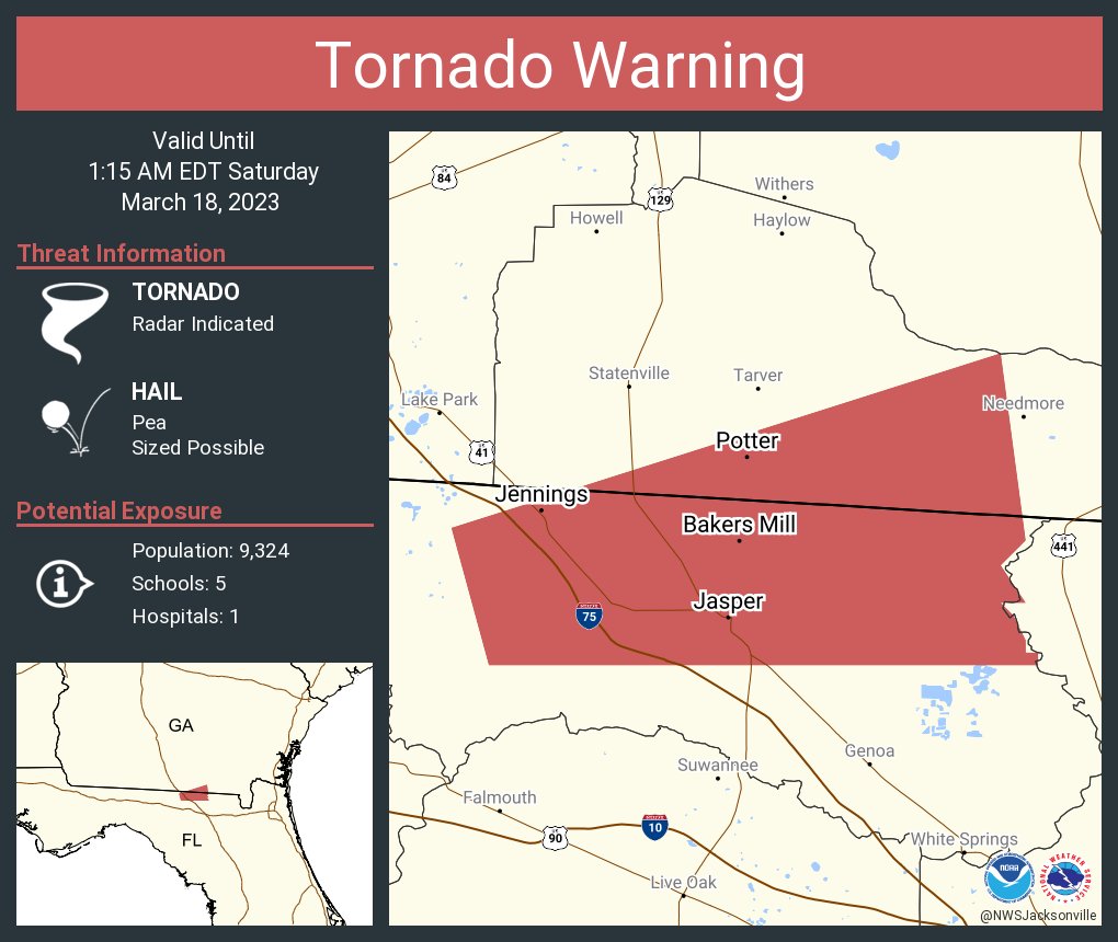 NWS Tornado on Twitter "Tornado Warning including Jasper FL, Jennings
