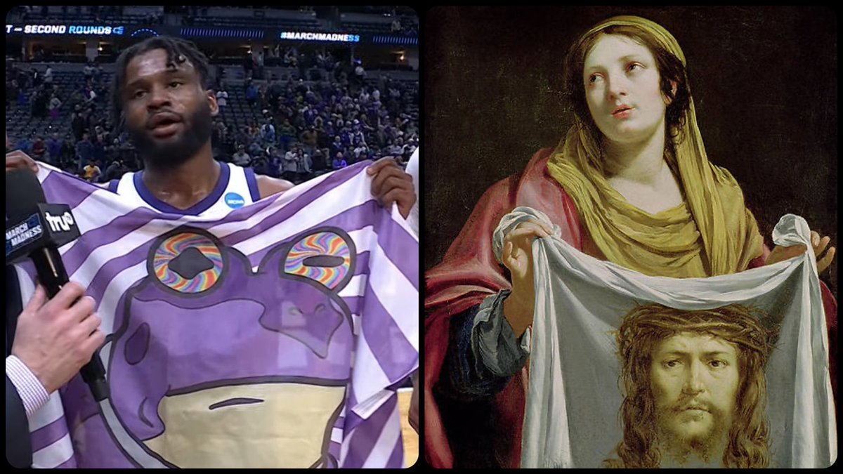 St. Veronica Holding the Holy Shroud, by Simon Vouet, 17th century, 📸 via <a href="/nocontextcfb/">no context college football</a>