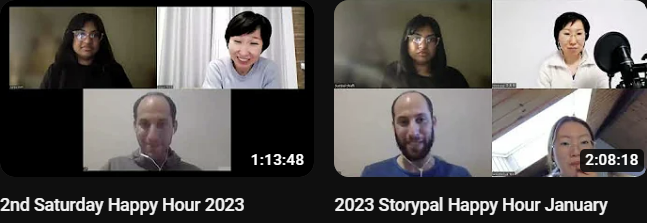 storypal's tweet photo. Join our happy hour to talk to Heehwa and Sumbal directly and find out what Storypal is all about 😄The happy hours are every last Tuesday and Saturday 10 PM in Korean Standard Time. The next ones are on 25th March and 28th March!🙌 https://t.co/vpRZADNVj4 https://t.co/SZxItC84YC