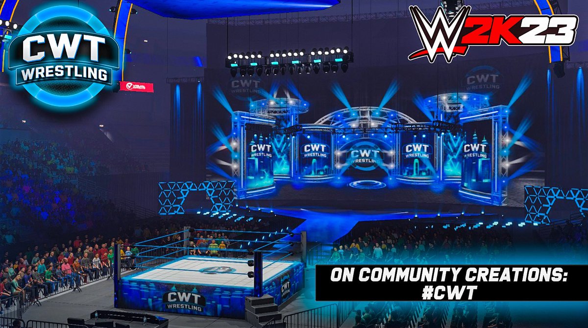 ConnorsWTour's tweet photo. Step inside the ultimate battleground! CWT's new arena has been made! This venue has been funded by CSPN and SIWI, is now live on WWE 2K23 Community Creations as #CWT 🏟️🔥 #wrestling #sportsentertainment #newvenue https://t.co/it0ZHt7kd6
