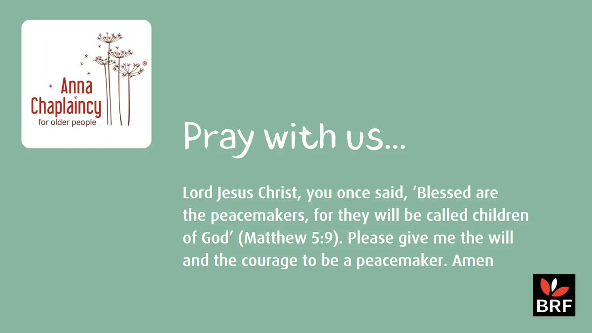 brfcharity's tweet photo. Is there someone with whom you have had a disagreement that you have never resolved?
The prayer today is by David Butterfield from Bible Reflections for Older People Jan-Apr 2023.
#DailyPrayer #Prayer #BibleReflections #BROP #AnnaChaplaincy #LivingFaith #Peacemaker #Blessed https://t.co/GrRwnbM3ID