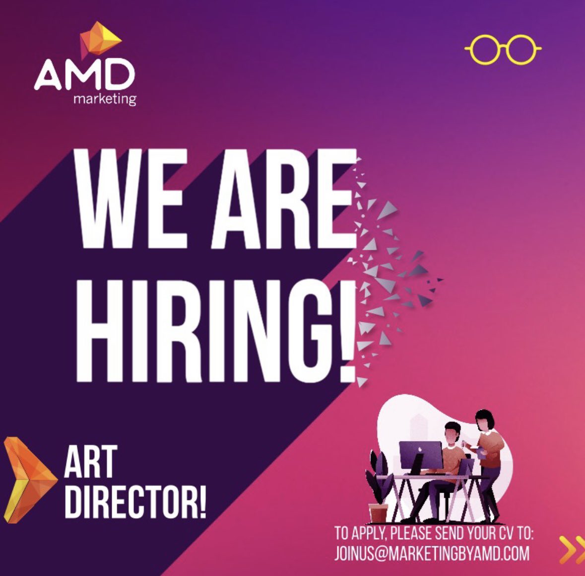 MarketingbyAMD's tweet photo. #JoinUs! 

#SudanJobs. #Marketing. #Creative. #Digital. #Advertising. #Strategy. #Sudan. https://t.co/Z6EcxKUnZw