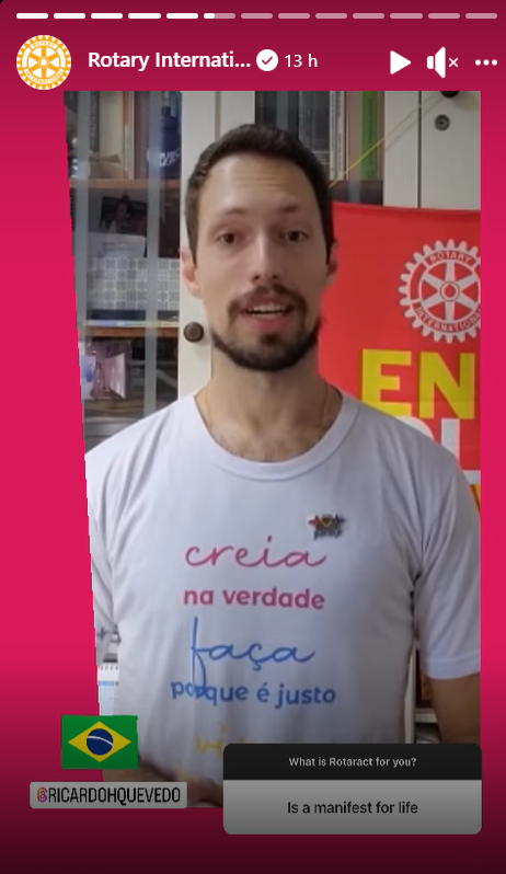 Ricardohquevedo's tweet photo. What a wonderful day with @Rotary
Have our project, created in 2020-21, replicated to this year 2022-23 Rotaract World Week, is a dream achievement 💕
"What is Rotaract for you?"
@RotaryBrasil @revistarotarybr #RotaractWeek23 https://t.co/B10r4Mqn2J
