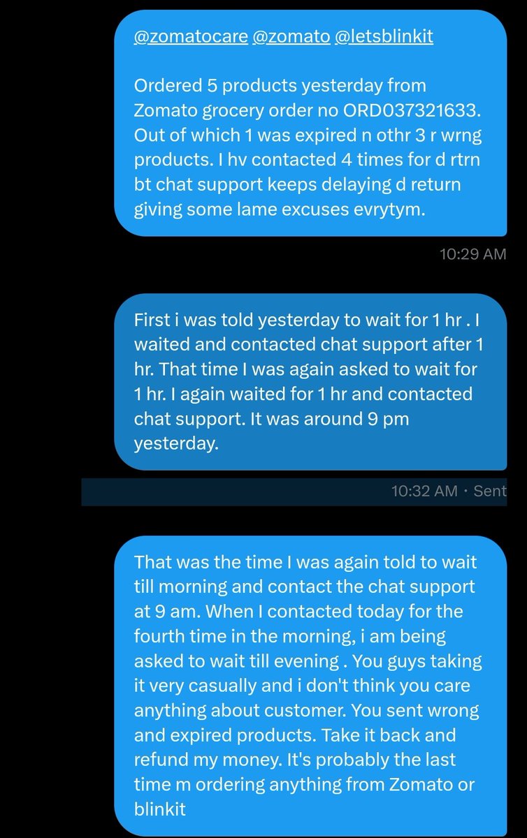 notthatabhinav's tweet photo. @zomato No one is replying in message. 
@zomato @zomatocare @letsblinkit   are only marketing. no professionalism at all https://t.co/34FCX5i6oO