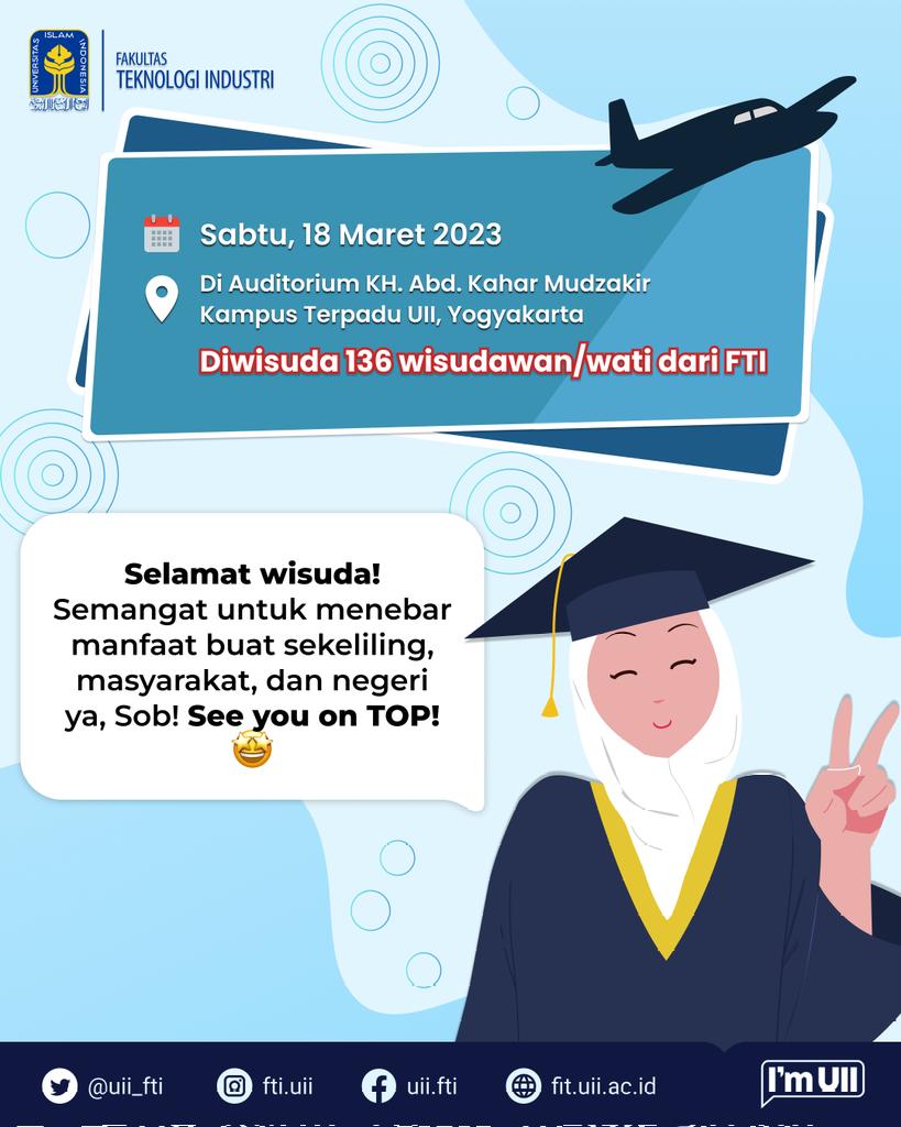 uii_fti's tweet photo. Congraduations! 🥳🎓
Selamat kepada seluruh wisudawan dan wisudawati FTI yang mengikuti Wisuda Ull Periode IV Tahun Akademik 2022/2023! Pada wisuda periode ini diikuti 136 wisudawan/wati dari FTI.
#FTIUII #Kampus #KampusJogja #Wisuda #WisudaUII #Congraduations #Congraduation https://t.co/6EIlaoKsan