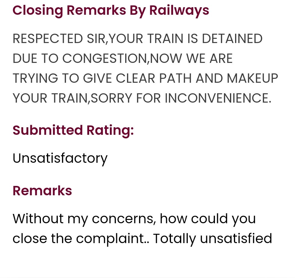 amazingteshsky's tweet photo. How could you close my complaint without my concern, no one call me no one have a word with me and you close my complaint. 
Please reopen my complaint and I want proper explanation because I paid for this service. @RailMinIndia @RailwaySeva @AshwiniVaishnaw @EasternRailway . https://t.co/iq3ugstMdL