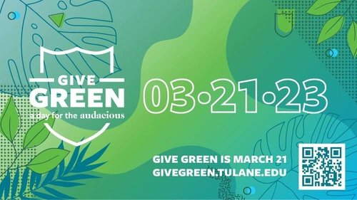 docinthecity2's tweet photo. Save the date! March 21 is Tulane's sixth annual giving day! #GiveGreenTU will be 24 hours of transforming Tulane through audacity and generosity! ➡️check the link for more details on #GiveGreenTU and our amazing challenges this year! #docinthecity2 https://t.co/XqETHLfqTm
