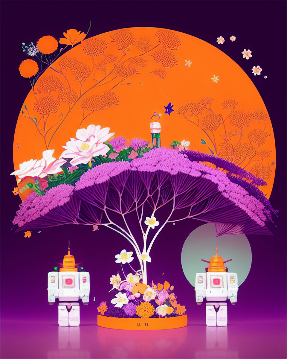 PsychOhAiArt's tweet photo. Flowers, girls, and robots - made with @get_starryai #aiart #digitalart #starryaifeatured #tinyrobots #flowers #girls #starryaiweekly https://t.co/YELUJveLUY https://t.co/6IKYrJewDi