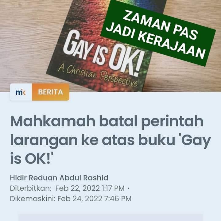 Mahkamah di zaman PAS jadi kerajaan 33 bulan telah menghalalkan penjualan buku "Gay is Okay".

dan ada walaun kata mahkamah di zaman PN adalah mahkamah yang adil dan tidak terpilih.

takde sorg pun lebai PAS bising pasal keputusan mahkamah ni, kan?