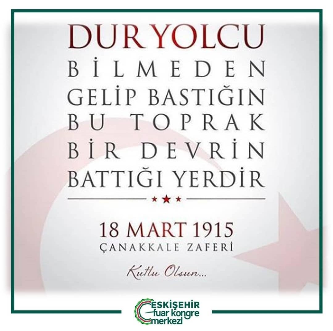 Çanakkale Zaferi, Türk askerinin ruh kudretini gösteren şayanı hayret ve tebrik bir misaldir. Emin olmalısınız ki, Çanakkale Muhare­belerini kazandıran bu yüksek ruhtur. (Gazi Atatürk) Bu uğurda vatanı için hayatını feda eden şehitlerimize rahmet diliyoruz. #18martçanakkalezaferi