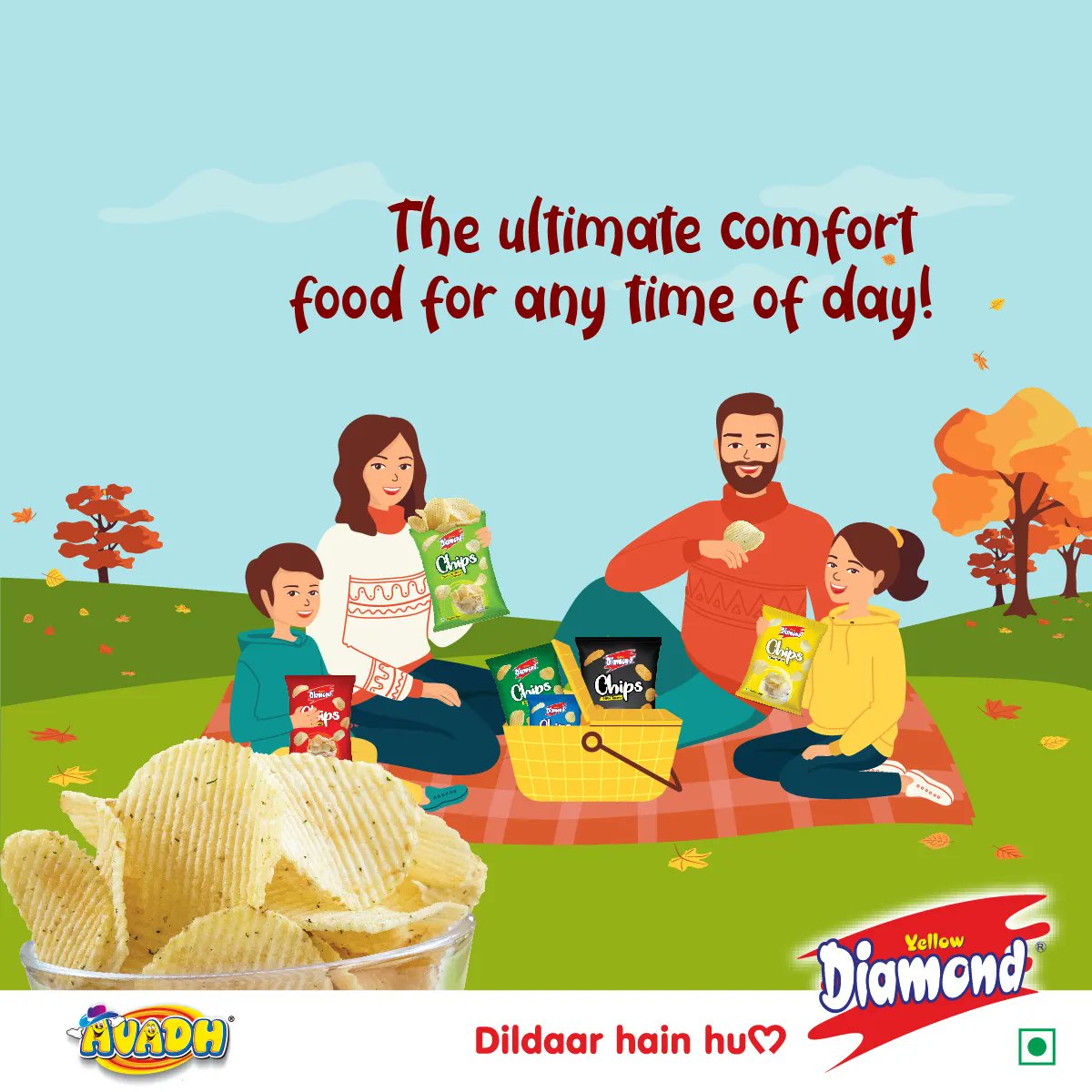 YellowDiamondIN's tweet photo. Whether you're working, relaxing, or on the go, Yellow Diamond chips are the perfect snack to keep you going!

#YellowDiamond #DildaarHainHum #RichFeast #Avadh #PotatoChips #SnacksOfSnacks #WeekendSnacks https://t.co/IRGbWu9z4y