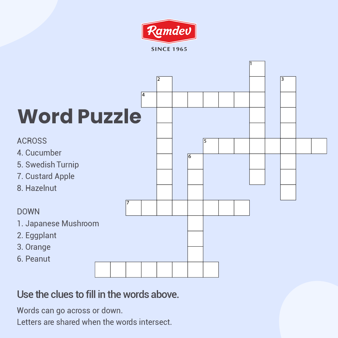 Ramdev_Food's tweet image. Love crosswords? Above we have some common names of fruits and vegetables. Fill in the crosswords with their lesser known names! C'mon buzz in our comments with the right words.

#Ramdev #Puzzle #Crossword #RamdevStore #RamdevMasala #RamdevSpices