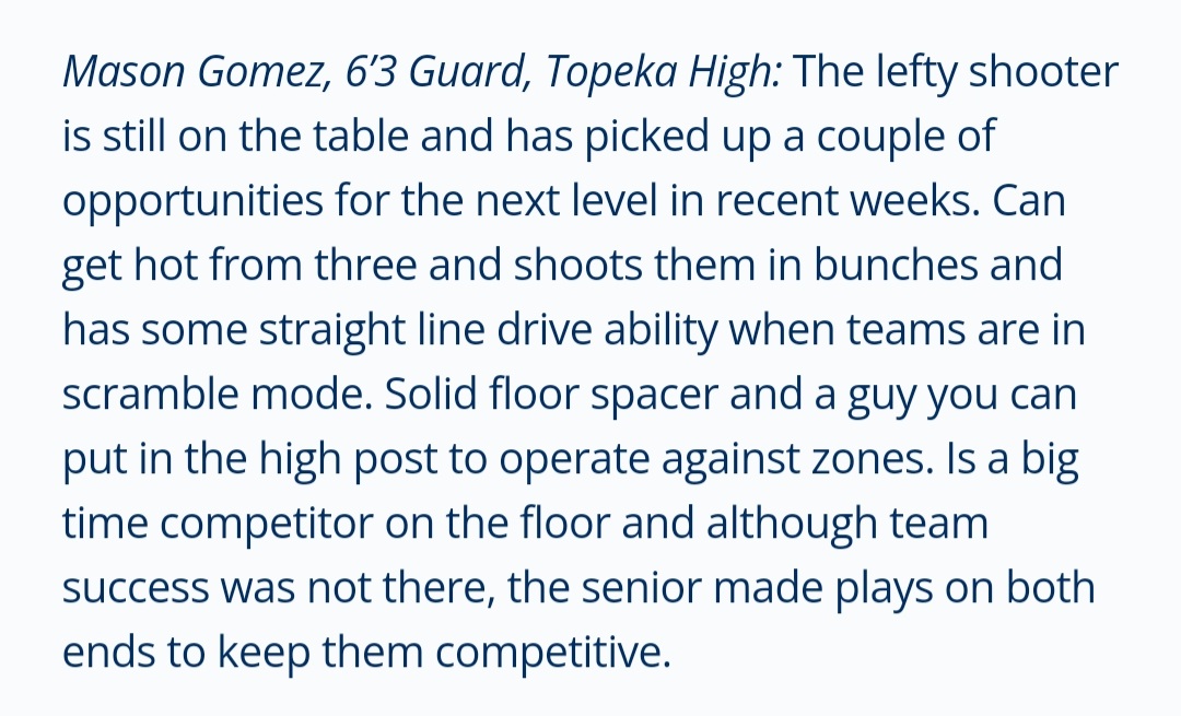 College coaches here is one of the best guards still available <a href="/MasonGo83750533/">Mason Gomez</a>