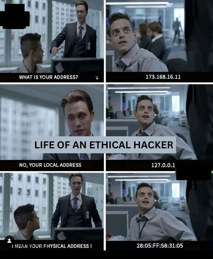 AnonymousH4ck35's tweet image. Only H4cker can understand! 😀
𝕋𝕒𝕘𝕤👇
 #memes #hackingmemes #cybersecuritymemes #trandingmeme #ethicalhacker #malware #hackerman #ethicalhacker #security #hacked #cybersecurity #hackerspace #cyber #cyberattack #linux #linuxfilesystem #kalilinux #kalilinix #ubantu #linuxos