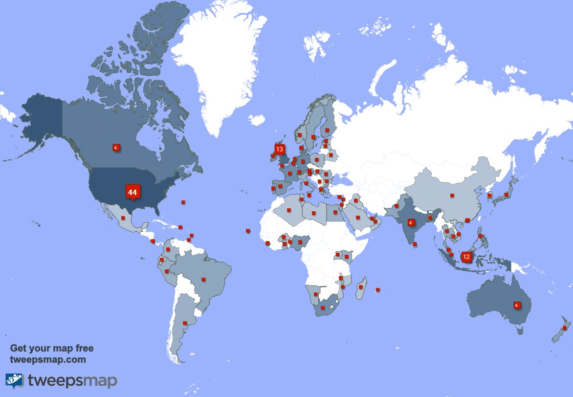 Special thank you to my 2 new followers from Netherlands, and more last week. tweepsmap.com/!media_release