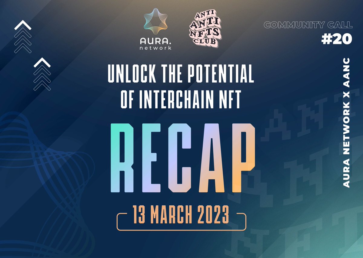 AuraNetworkHQ's tweet photo. Interchain #NFTs offer enhanced interoperability across different blockchains, enabling a new era of digital asset ownership.

Find out how @AuraNetworkHQ can leverage this technology through this recap of our Community Call #20 with @AANC_Research last week.

A thread 🧵 https://t.co/52ytOhubdS