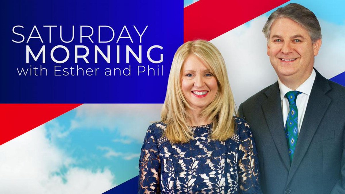 GBNEWS's tweet photo. 🚨 It's time for Saturday Morning with Esther and Phil!

❤️ Welcome the weekend with the husband and wife duo!

🤔 What are the stories you're talking about this morning?

📧 gbviews@gbnews.uk https://t.co/iSN68tju2D