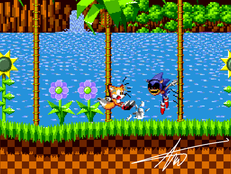 Pixilart - Sonic exe and tails exe by Sonic-Gamer