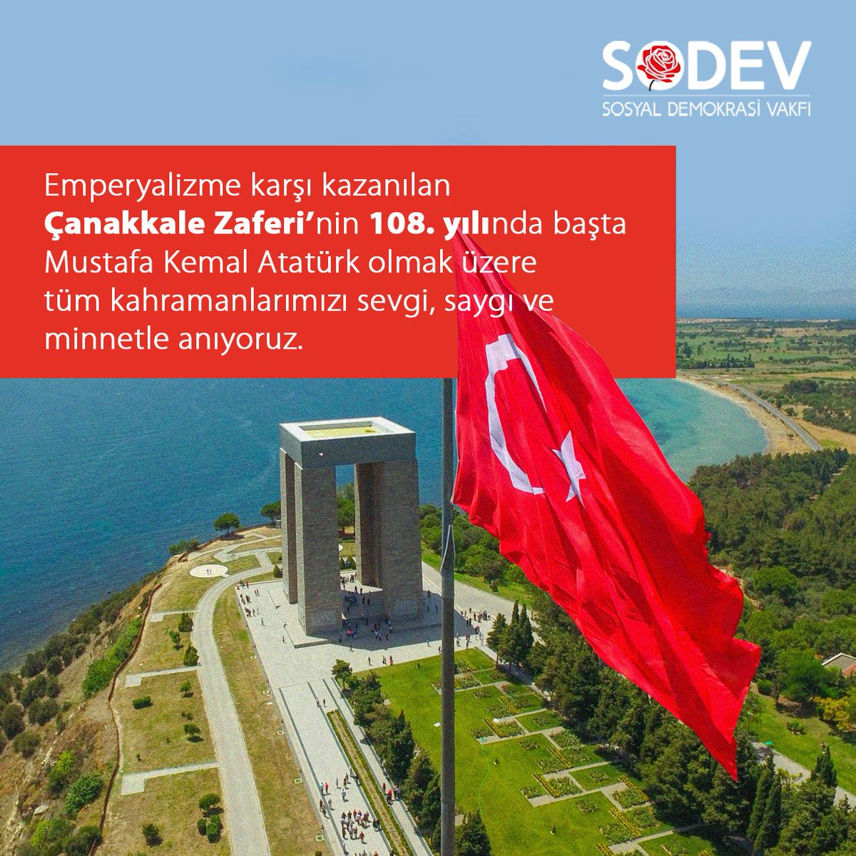 Sosyaldemokrasi's tweet image. Emperyalizme karşı kazanılan Çanakkale Zaferi&apos;nin 108. yılında, başta Mustafa Kemal Atatürk olmak üzere tüm kahramanlarımızı sevgi, saygı ve minnetle anıyoruz.
#18MartÇanakkaleZaferi
#ÇanakkaleGeçilmez