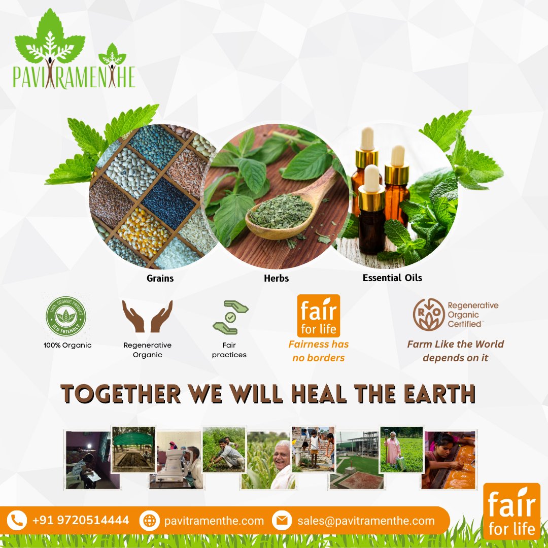 organic_fair's tweet photo. Together we will heal the earth.
#fairtrade #fairforlife #ffl #sustainablefarming #organicfarming #regenerativeorganic #pavitramenthe #creationbiotech #organicproducts #roccertified #roc #regenerativeorganiccertified #naturalherbs #herbs #essentialoils #grains #organicgrains https://t.co/nsU4IlEx9K