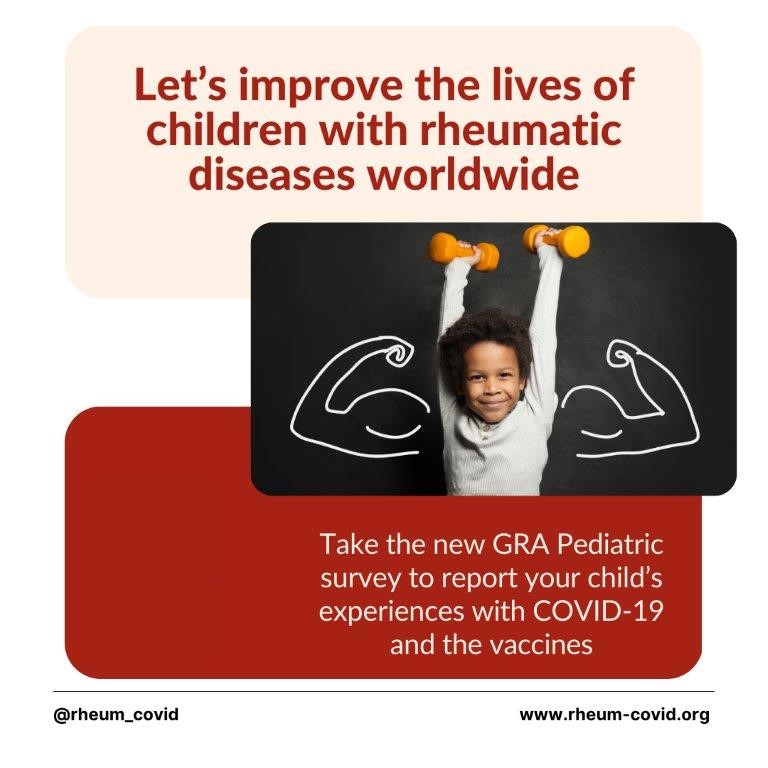 The COVID-19 Global Rheumatology Alliance (@rheum_covid) on Twitter photo For #WORDDay2023 <a href="/rheum_covid/">The COVID-19 Global Rheumatology Alliance</a> is launching the 2023 GRA COVID-19 Pediatric Survey. Take the survey now if you are a caregiver of a child diagnosed with pediatric rheumatic disease! We are learning more about COVID-19 infections and vaccine experiences. ow.ly/o3o550NlN4J For #WORDDay2023 <a href="/rheum_covid/">The COVID-19 Global Rheumatology Alliance</a> is launching the 2023 GRA COVID-19 Pediatric Survey. Take the survey now if you are a caregiver of a child diagnosed with pediatric rheumatic disease! We are learning more about COVID-19 infections and vaccine experiences. ow.ly/o3o550NlN4J