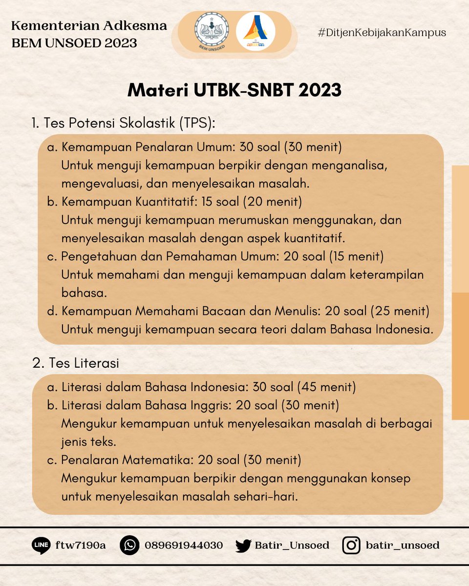 Batir_Unsoed's tweet image. Siang Gensoed!
Kali ini batir bawa info terkait SNBT 2023 nih
Yuk simak infonya!😁