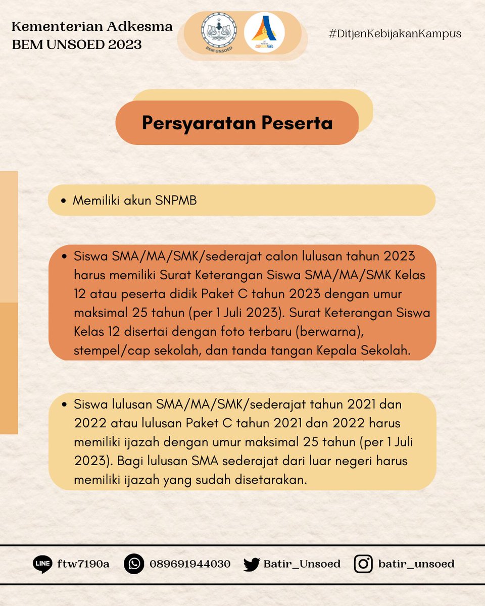 Batir_Unsoed's tweet image. Siang Gensoed!
Kali ini batir bawa info terkait SNBT 2023 nih
Yuk simak infonya!😁