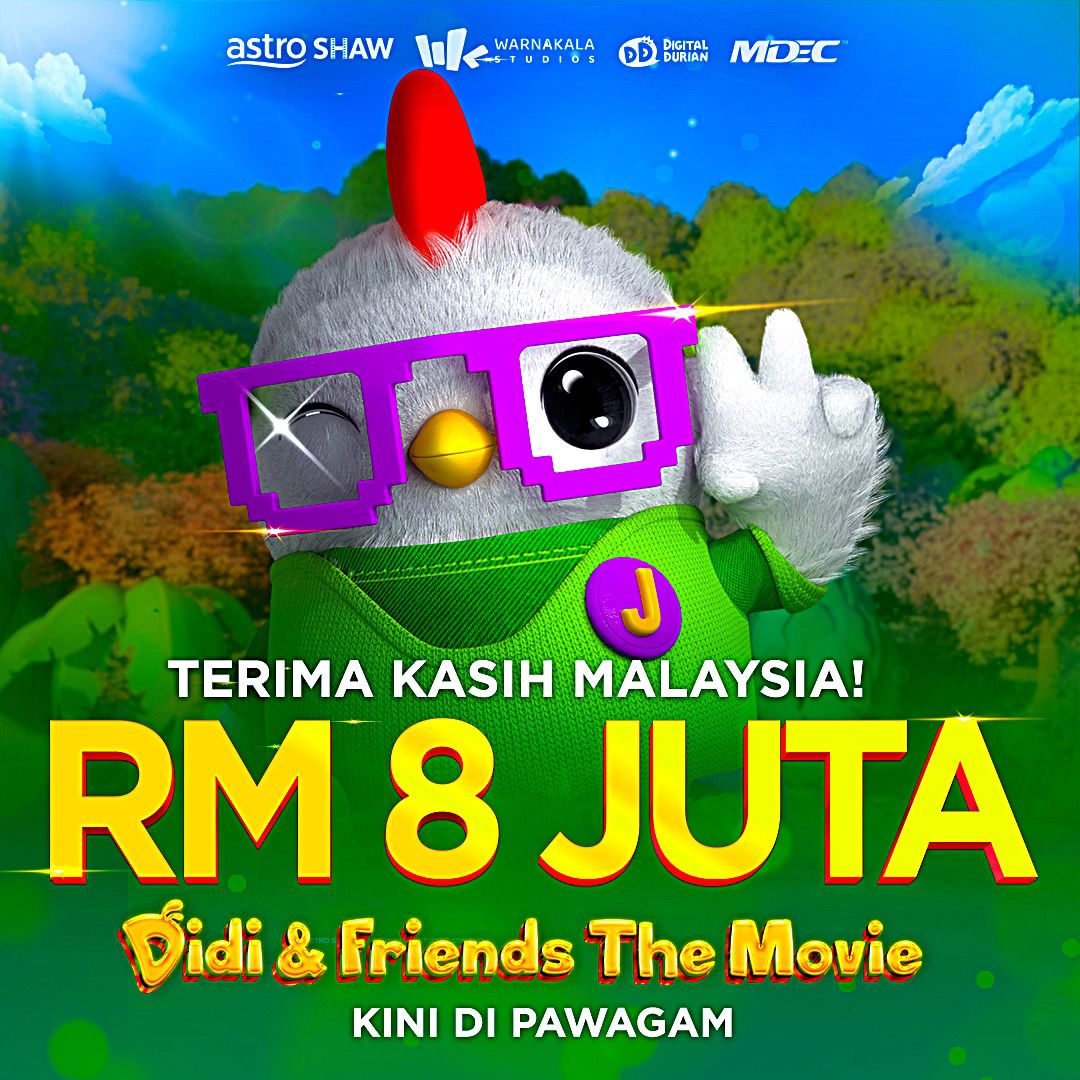 AstroShaw's tweet photo. Kutipan Didi And Friends The Movie kini memperoleh RM 8 JUTA!

Alhamdulillah. Terima kasih Malaysia!

Dapatkan tiket anda sekarang 🍿

#DidiAndFriends #DidiAndFriendsTheMovie #DidiBerbulu #AkanDatang #AstroShaw #Warnakalastudios #DigitalDurian #MDEC #MPO https://t.co/G7ugn0zQKd