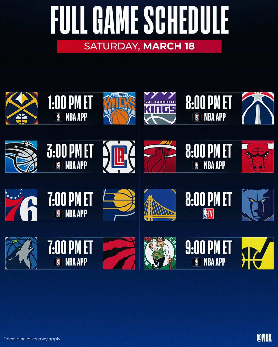 NBA's tweet photo. A Saturday slate of NBA action 👀

For more: https://t.co/fC7klIJzqT https://t.co/Y0Sk0eePH7