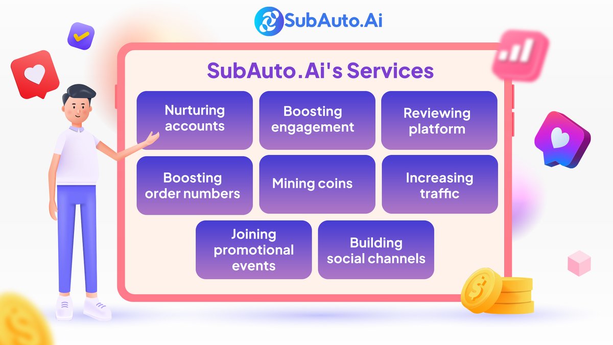 SubAutoAi's tweet photo. Introducing @SubAutoAi 's new service categories! 

💎Boost your #socialmedia presence &amp; reach a wider #audience with our #AI technology &amp; user-friendly #interface. 
🙌🏻Join us now for nurturing accounts, boosting engagement &amp; building social channels

#SubAutoAi #SocialSeeding https://t.co/nnO6Jdoc1I