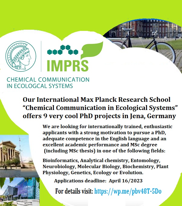 📌 9 Nine PhD Fully Funded Positions in Bioinformatics, Entomology, Molecular Biology, Biochemistry, Plant Physiology, Genetics, Analytical Chemistry, Ecology or Evolution in Germany🇩🇪 Please Retweet and spread the word! For details visit the link below👉 wp.me/pbv48T-5Do