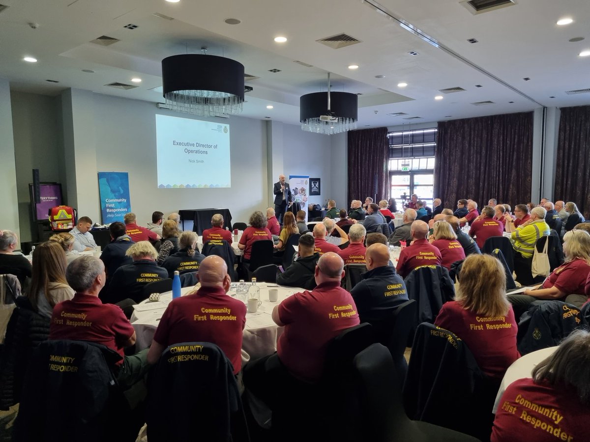 Full room today as Nick Smith, Director of Operations for <a href="/YorksAmbulance/">Yorkshire Ambulance</a> thanks our volunteers for their ongoing support <a href="/YAS_NickS/">Nick Smith</a> #yascfrcpd