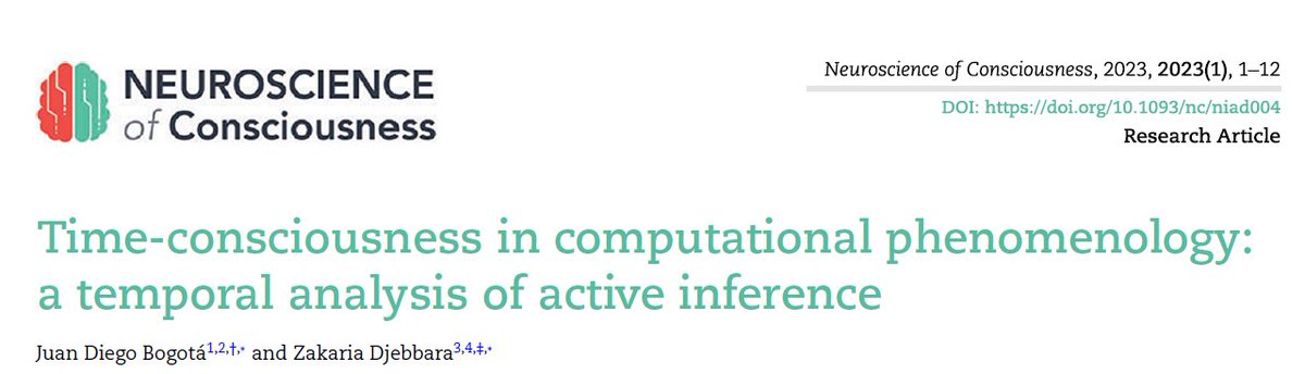 ZakDjebbara's tweet photo. 1/9 *Paper Thread*
How do/can discrete computational models account for the continuity of human experience?

@jdbogotaj and I assess the temporality of active inference. We introduce Markov blankets of time, double notation of time, and more. OA link in the final post! https://t.co/jyDoTxXbSD