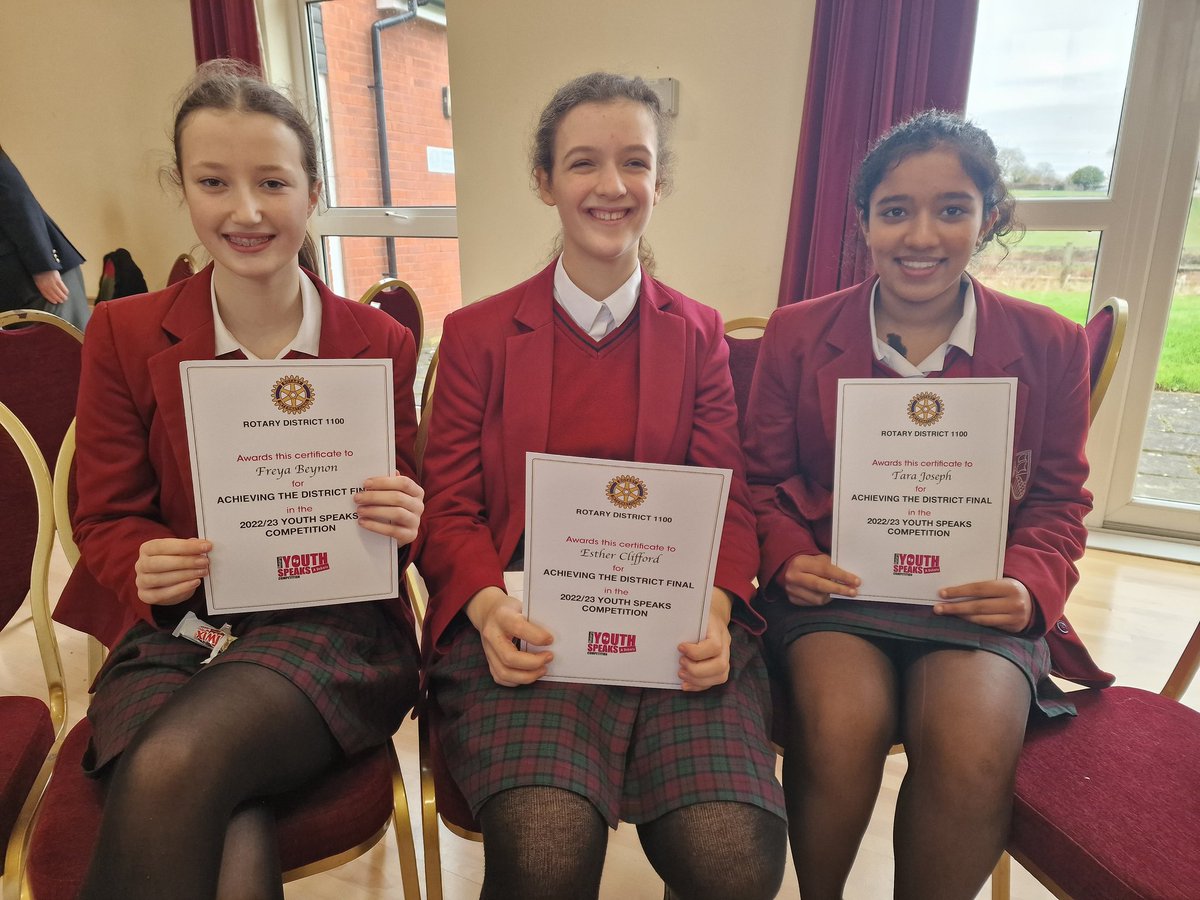 Year 9 girls @RedmaidsHigh, Esther, Tara, and Freya, are ready for the Regional Final of 'Rotary Youth Speaks: A Debate' competition! After their scintillating win in the previous District Final (2nd photo), can they wow the judges and audience once more?
