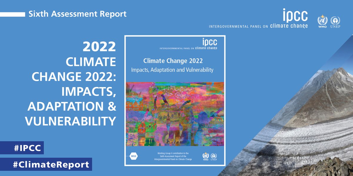 On Monday, 20 March, the #IPCC will release the final part of the Sixth Assessment Report, #ClimateChange 2023: Synthesis Report. It integrates the findings of six IPCC #ClimateReports.

5/6 Climate Change 2022: Impacts, Adaptation &amp; Vulnerability

 ➡️ bit.ly/WGIIRept