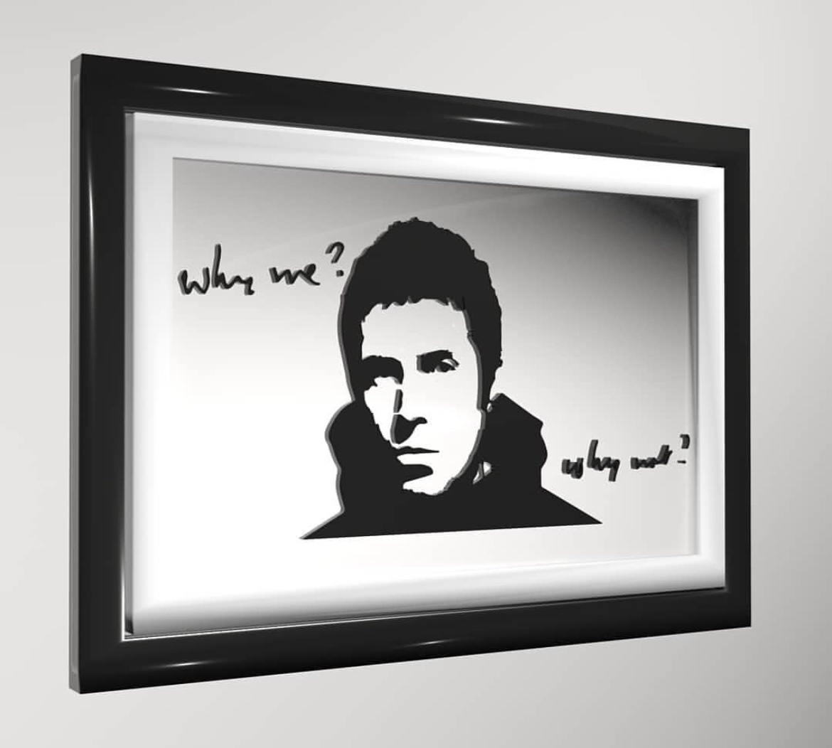 C_MAL_1's tweet photo. @liamgallagher 3D image, writing from both drawings #Johnlennon #whymewhynot https://t.co/O8pxEanfPY
