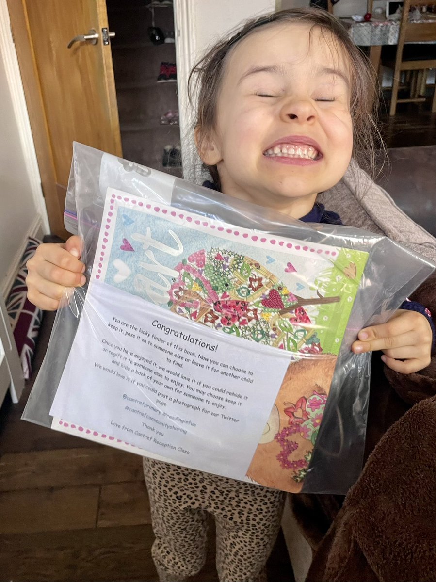 Lauraestelle's tweet photo. Alex (yr 1) was very excited to find a very well hidden book this morning. We are going to rehide after we’ve read it❤️📚 @CantrefPrimary #readingisfun #cantrefcommunitysharing https://t.co/BRNl40RO6g