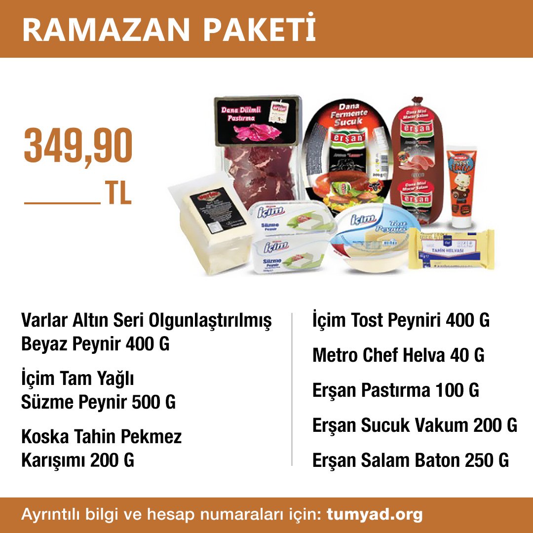 Tumyad4's tweet photo. Paylaşmak mutluluktur🥘🍝🍵

'Ramazan Paketi' kampanyamıza katılarak-deprem bölgeleri öncelikli- ihtiyaç sahiplerinin yanında olun🙏 

Linke tıklayarak kredi kartı ile bağış yapabilir, havale/EFT için hesap bilgilerimizi kopyalayabilirsiniz. 

https://t.co/ke4lSqFObl https://t.co/AdZG30ETx9